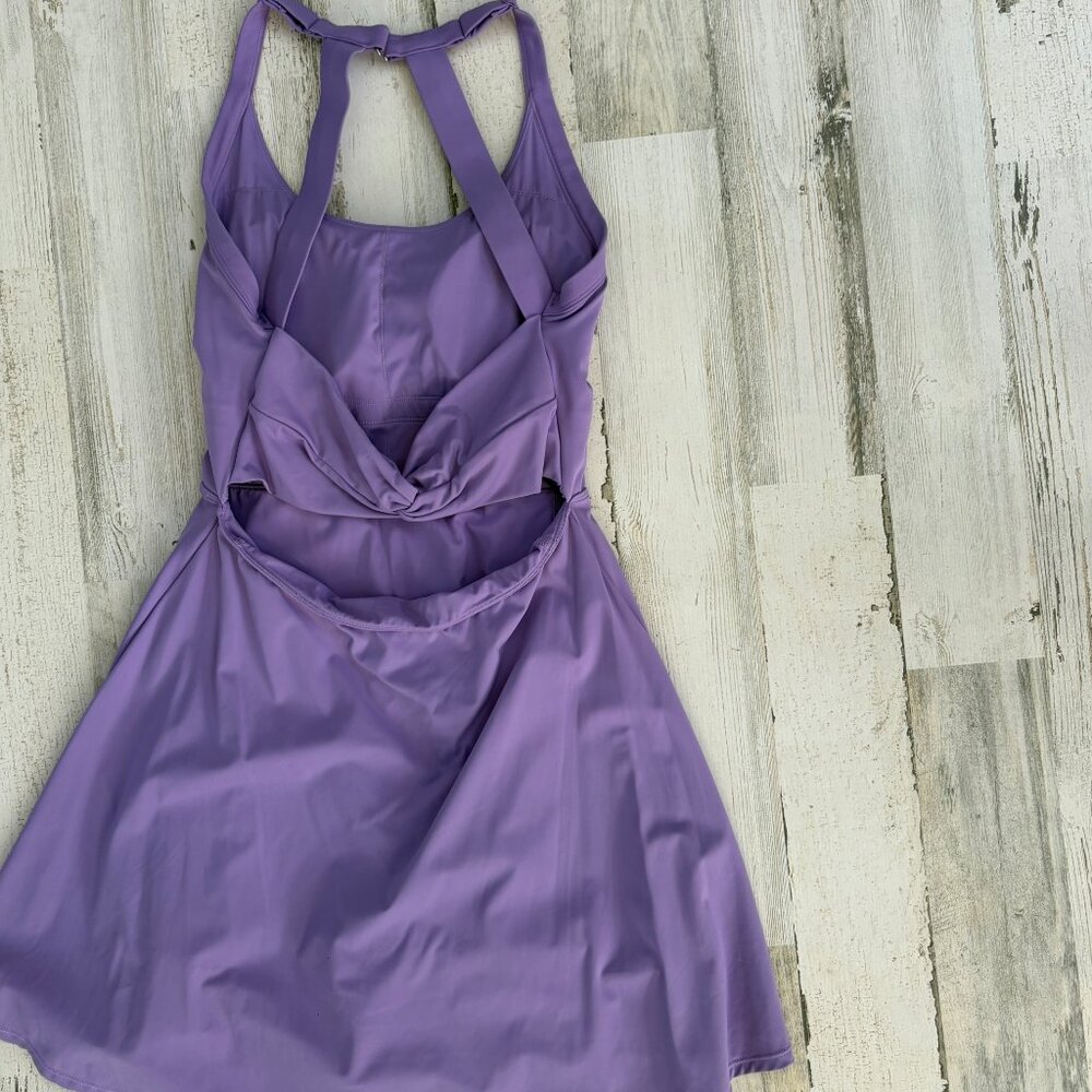 IUGA Women's Size Large Workout Dress w/Built In Shorts & Bra Open Back Purple - Picture 5 of 5